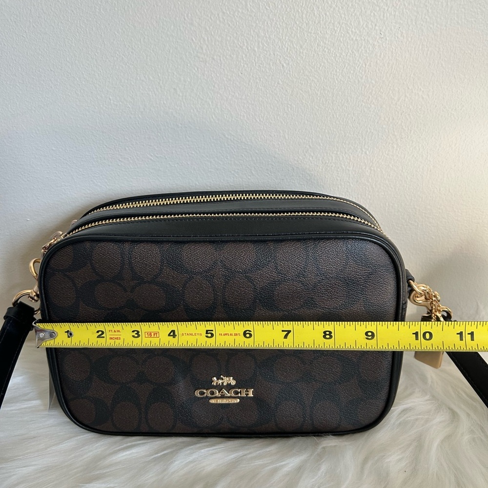 Coach Jes Crossbody Brown Black Signature Canvas Leather Bag‎ F68168 NEW - Picture 7 of 8